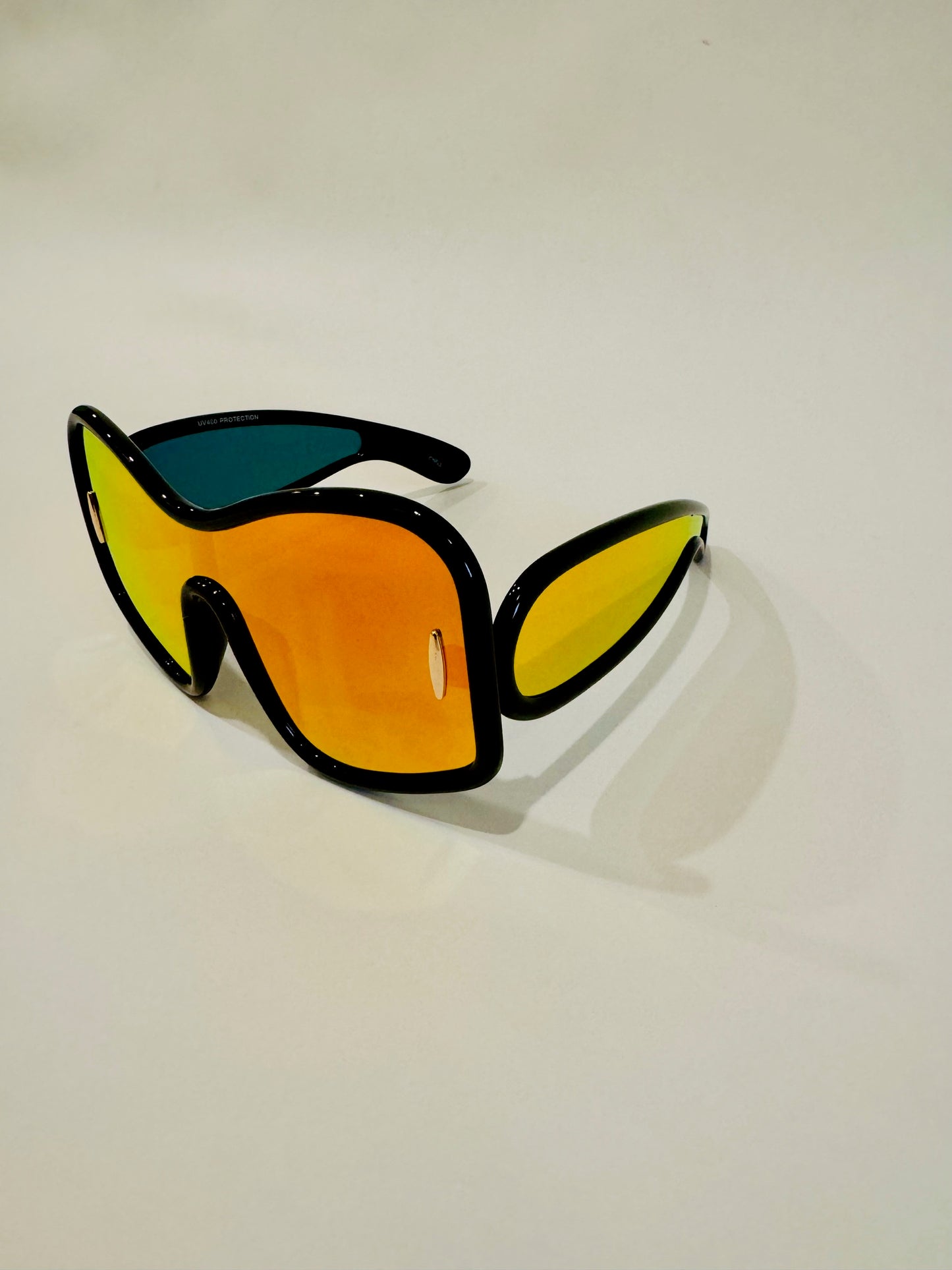 Rectangle Mirrored Sunglasses-Orange Tint