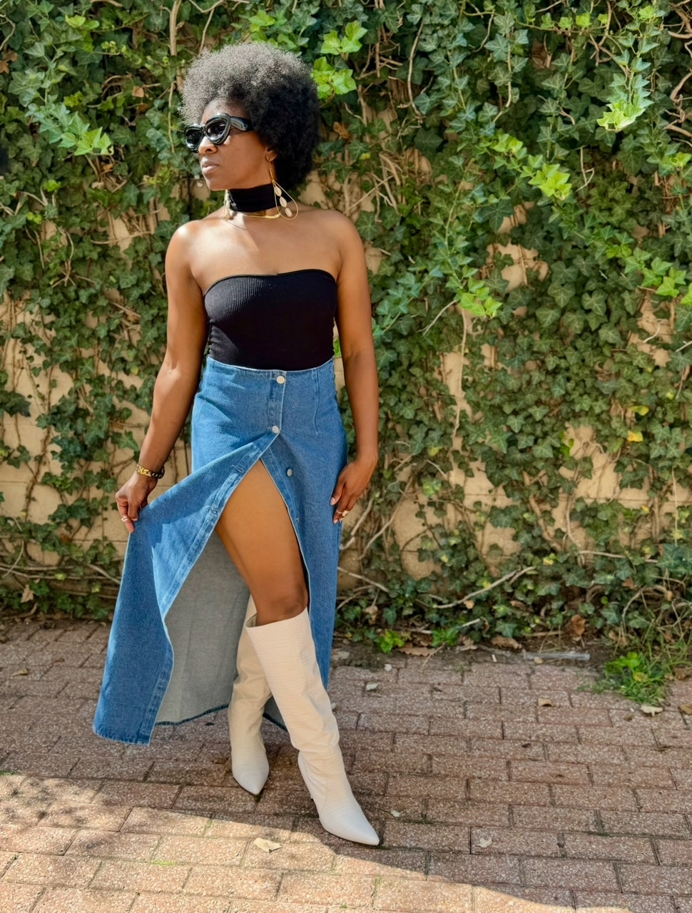 Denim Button Down Skirt