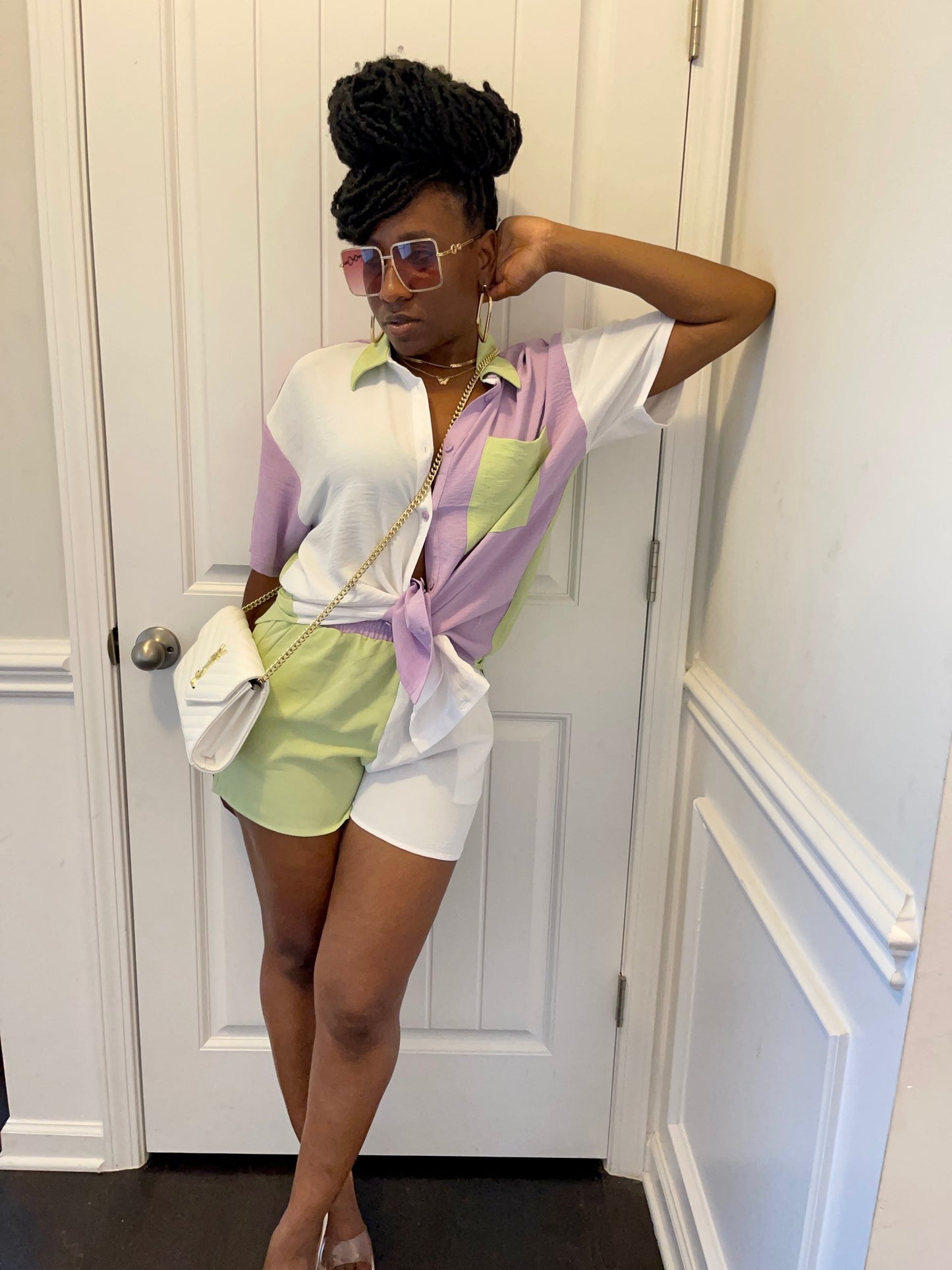 Color Block Lavender Short Set