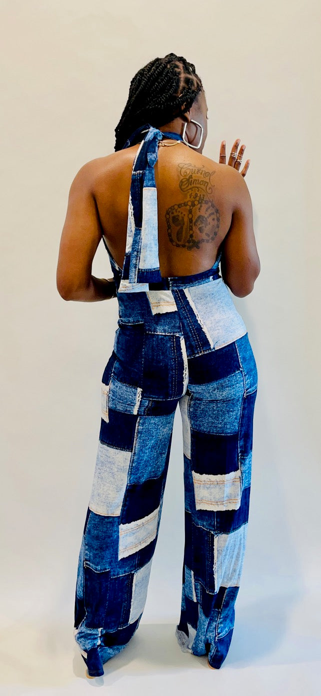 Denim Print Jumpsuit