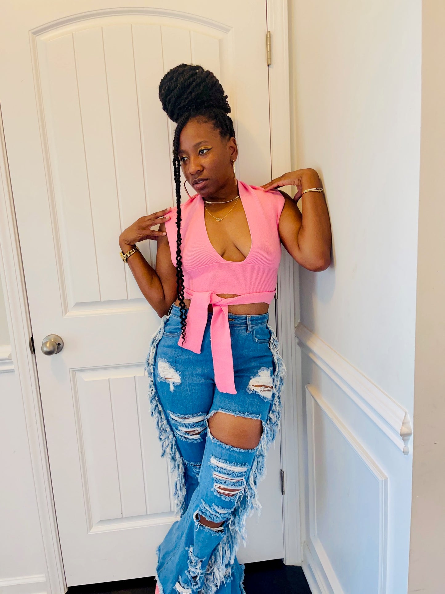Back Out Top-Pink