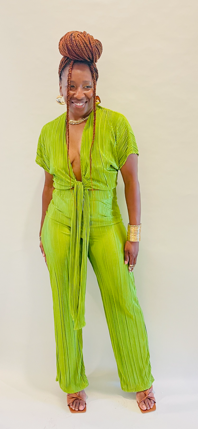 Moss Green Pleated Set