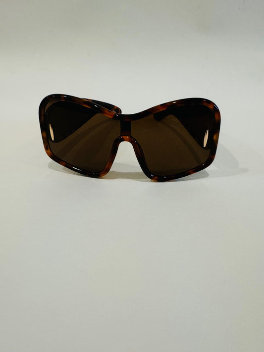 Rectangle Mirrored Sunglasses-Brown