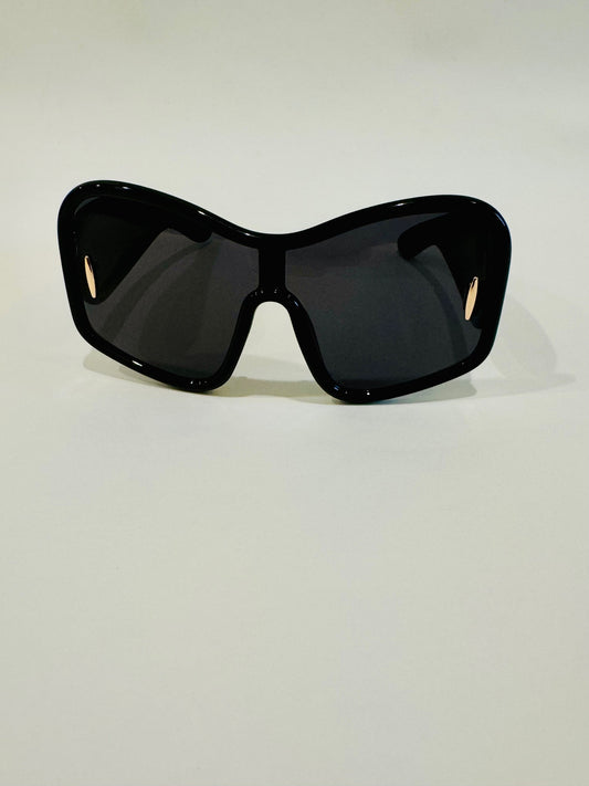 Rectangle Mirrored Sunglasses-Black