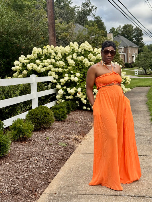 Orange Tube Jumpsuit