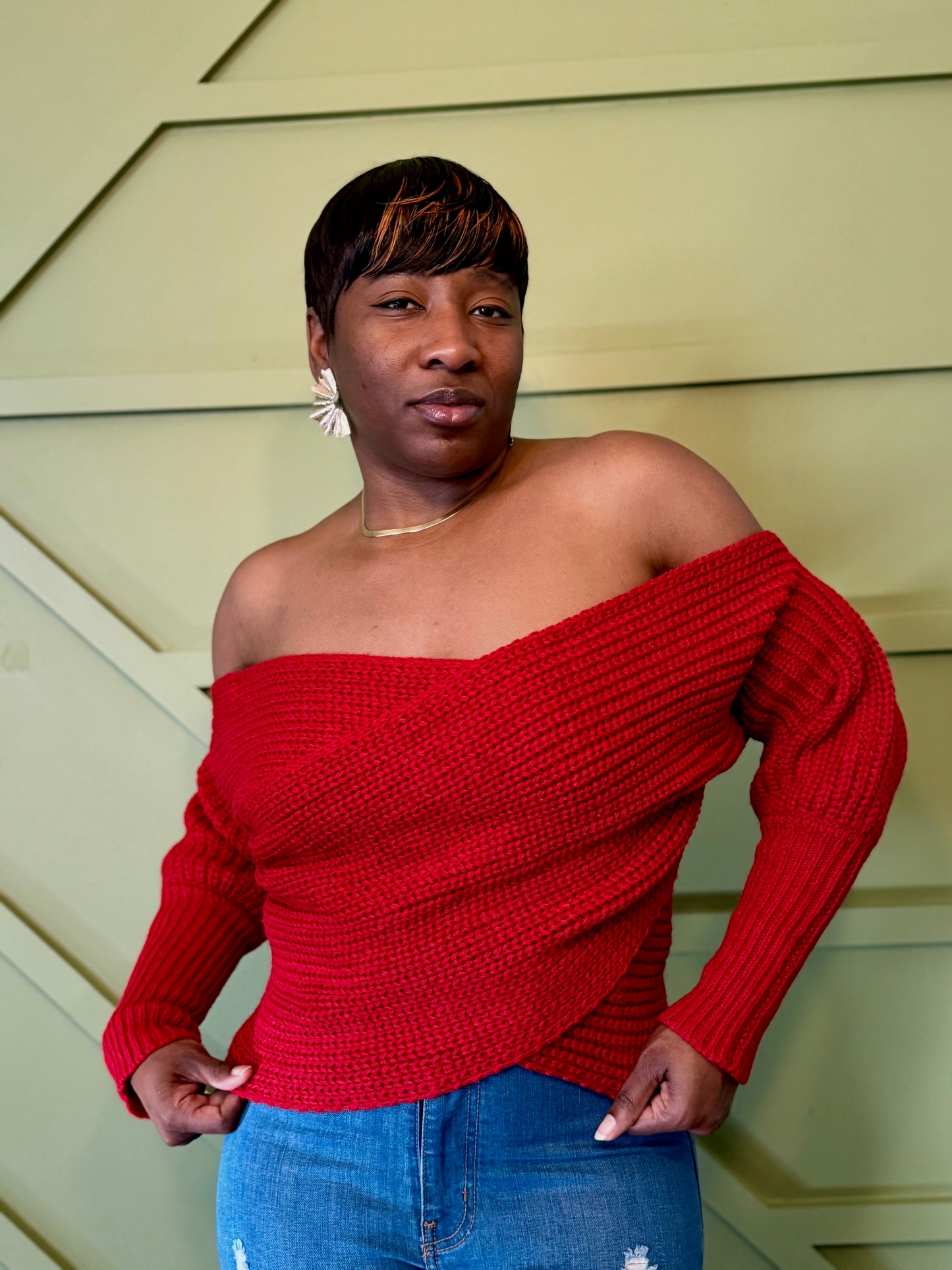 Rosie Wrap Sweater-Red