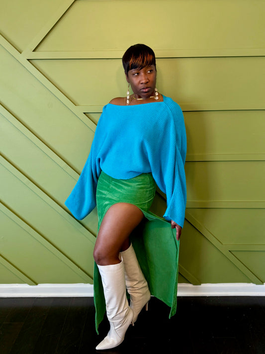 Forest Green High Split Skirt