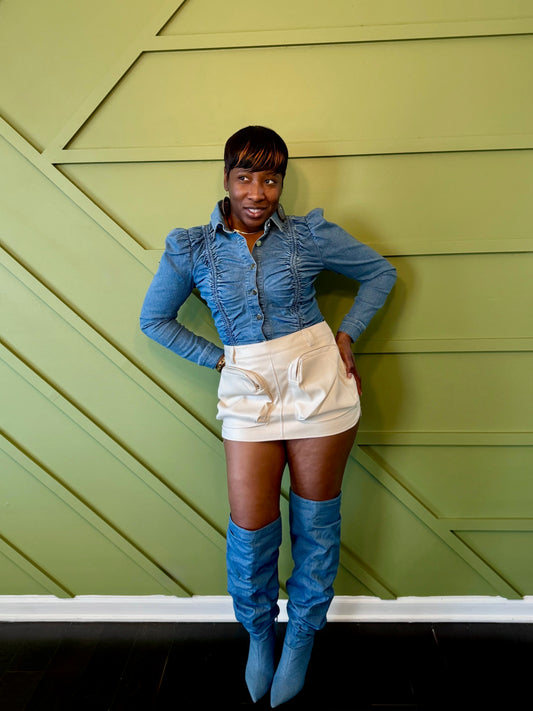 Faux Leather Cargo Skirt