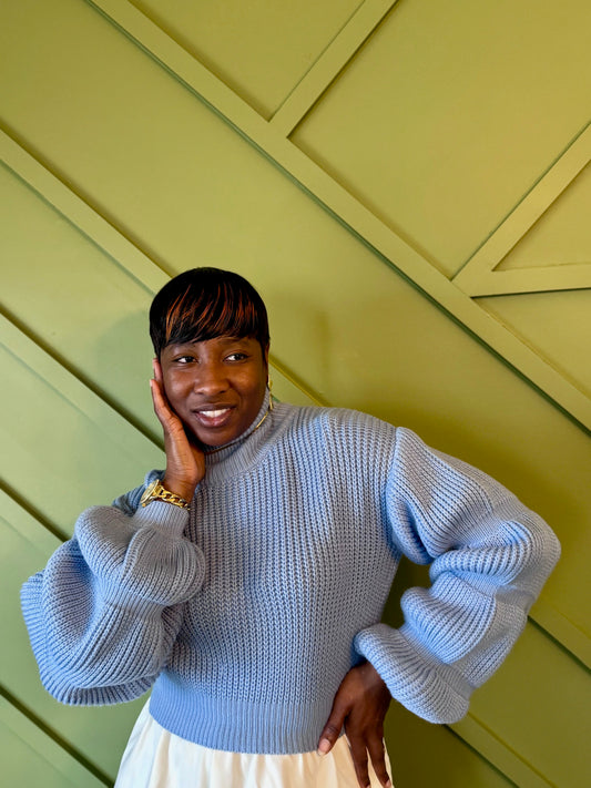 Lauren Crop Sweater-Denim Blue