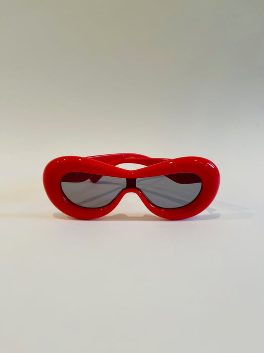 Round Retro Sunglasses-Red