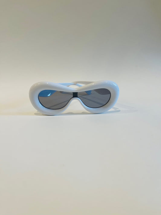 Round Retro Sunglasses-White