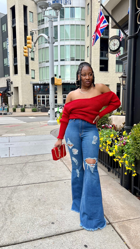 Rosie Wrap Sweater-Red