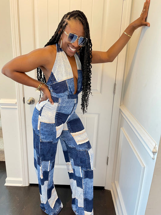 Denim Print Jumpsuit