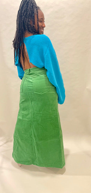 Forest Green High Split Skirt